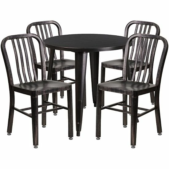 Emma+Oliver Emma and Oliver Commercial Grade 30" Round Green Metal Table Set-4 Vertical Slat Back Chairs Silver Emma+Oliver Emma And Oliver Commercial Grade 30" Round Green Metal Table Set-4 Vertical Slat Back Chairs Silver -Emma+Oliver shop unnamed file 1528