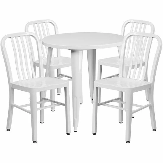 Emma+Oliver Emma and Oliver Commercial Grade 30" Round Green Metal Table Set-4 Vertical Slat Back Chairs Silver Emma+Oliver Emma And Oliver Commercial Grade 30" Round Green Metal Table Set-4 Vertical Slat Back Chairs Silver -Emma+Oliver shop unnamed file 1534