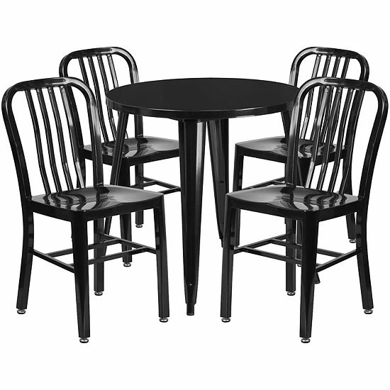 Emma+Oliver Emma and Oliver Commercial Grade 30" Round Green Metal Table Set-4 Vertical Slat Back Chairs Silver Emma+Oliver Emma And Oliver Commercial Grade 30" Round Green Metal Table Set-4 Vertical Slat Back Chairs Silver -Emma+Oliver shop unnamed file 1537