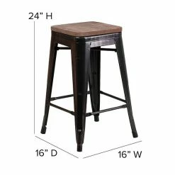 Emma+Oliver Emma And Oliver 24"H Backless Blue Metal Counter Height Stool With Wood Seat White 4 Emma+Oliver Emma And Oliver 24"H Backless Blue Metal Counter Height Stool With Wood Seat White -Emma+Oliver shop unnamed file 1543