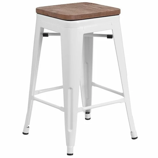 Emma+Oliver Emma and Oliver 24"H Backless Blue Metal Counter Height Stool with Wood Seat White Emma+Oliver Emma And Oliver 24"H Backless Blue Metal Counter Height Stool With Wood Seat White -Emma+Oliver shop unnamed file 1546