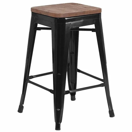 Emma+Oliver Emma and Oliver 24"H Backless Blue Metal Counter Height Stool with Wood Seat White Emma+Oliver Emma And Oliver 24"H Backless Blue Metal Counter Height Stool With Wood Seat White -Emma+Oliver shop unnamed file 1549