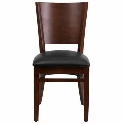 Emma+Oliver Emma And Oliver Solid Back Walnut Wood Chair, Black Vinyl Seat Blackmahogany -Emma+Oliver shop unnamed file 1553