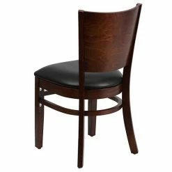 Emma+Oliver Emma And Oliver Solid Back Walnut Wood Chair, Black Vinyl Seat Blackmahogany -Emma+Oliver shop unnamed file 1554