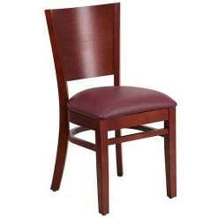 Emma+Oliver Emma And Oliver Solid Back Walnut Wood Chair, Black Vinyl Seat Blackmahogany -Emma+Oliver shop unnamed file 1556