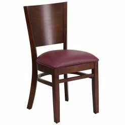 Emma+Oliver Emma And Oliver Solid Back Walnut Wood Chair, Black Vinyl Seat Blackmahogany -Emma+Oliver shop unnamed file 1557