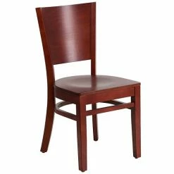 Emma+Oliver Emma And Oliver Solid Back Walnut Wood Chair, Black Vinyl Seat Blackmahogany -Emma+Oliver shop unnamed file 1558