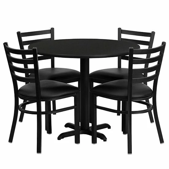 Emma+Oliver Emma and Oliver 36RD Black Table Set-X-Base & 4 Ladder Back Chairs,Burgundy Seat Blacktopblackvinylseat Emma+Oliver Emma And Oliver 36RD Black Table Set-X-Base & 4 Ladder Back Chairs,Burgundy Seat Blacktopblackvinylseat -Emma+Oliver shop unnamed file 1567