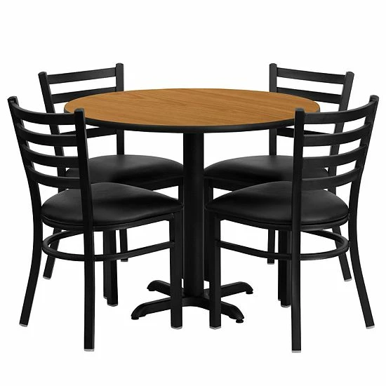 Emma+Oliver Emma and Oliver 36RD Black Table Set-X-Base & 4 Ladder Back Chairs,Burgundy Seat Blacktopblackvinylseat Emma+Oliver Emma And Oliver 36RD Black Table Set-X-Base & 4 Ladder Back Chairs,Burgundy Seat Blacktopblackvinylseat -Emma+Oliver shop unnamed file 1569