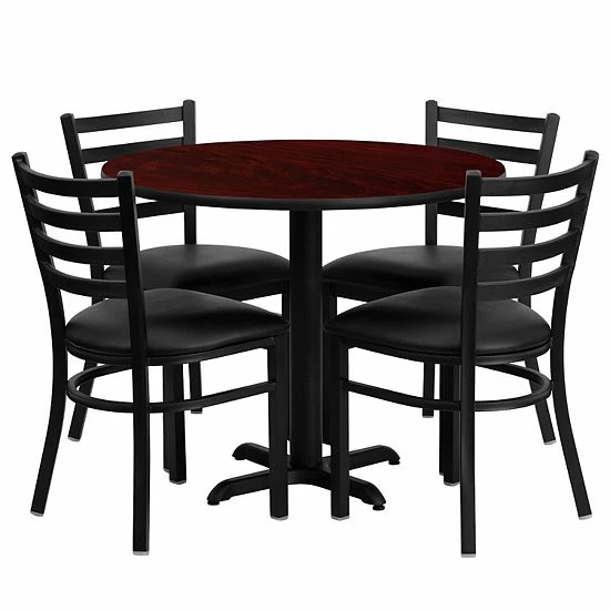 Emma+Oliver Emma and Oliver 36RD Black Table Set-X-Base & 4 Ladder Back Chairs,Burgundy Seat Blacktopblackvinylseat Emma+Oliver Emma And Oliver 36RD Black Table Set-X-Base & 4 Ladder Back Chairs,Burgundy Seat Blacktopblackvinylseat -Emma+Oliver shop unnamed file 1571