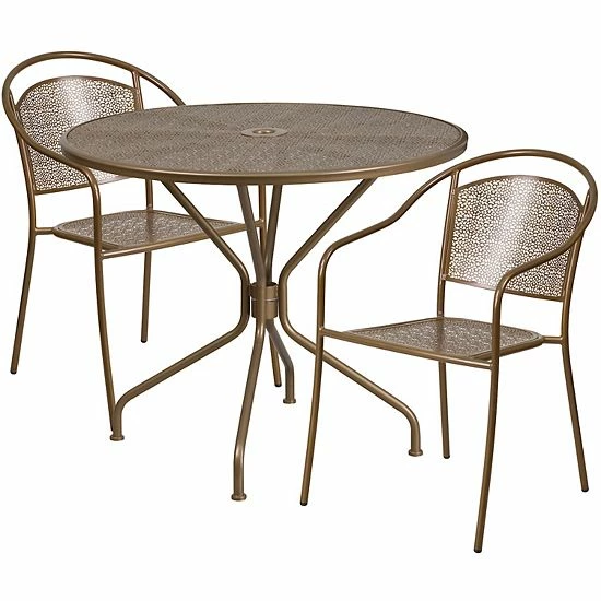 Emma+Oliver Emma and Oliver Commercial Grade 35.25" Round Gold Patio Table Set-2 Round Back Chairs Emma+Oliver Emma And Oliver Commercial Grade 35.25" Round Gold Patio Table Set-2 Round Back Chairs -Emma+Oliver shop unnamed file 1580
