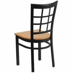 Emma+Oliver Emma And Oliver Black Window Back Metal Restaurant Chair - Burgundy Vinyl Seat Blackblack -Emma+Oliver shop unnamed file 1587