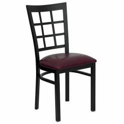 Emma+Oliver Emma And Oliver Black Window Back Metal Restaurant Chair - Burgundy Vinyl Seat Blackblack -Emma+Oliver shop unnamed file 1589