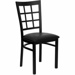 Emma+Oliver Emma And Oliver Black Window Back Metal Restaurant Chair - Burgundy Vinyl Seat Blackblack -Emma+Oliver shop unnamed file 1591