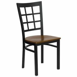Emma+Oliver Emma And Oliver Black Window Back Metal Restaurant Chair - Burgundy Vinyl Seat Blackblack -Emma+Oliver shop unnamed file 1593
