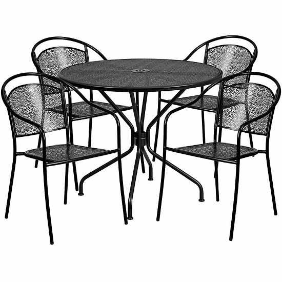 Emma+Oliver Emma and Oliver Commercial Grade 35.25" Round Coral Patio Table Set-4 Round Back Chairs Emma+Oliver Emma And Oliver Commercial Grade 35.25" Round Coral Patio Table Set-4 Round Back Chairs -Emma+Oliver shop unnamed file 1605