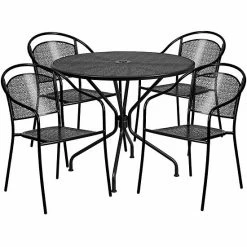 Emma+Oliver Emma And Oliver Commercial Grade 35.25" Round Coral Patio Table Set-4 Round Back Chairs 5 Emma+Oliver Emma And Oliver Commercial Grade 35.25" Round Coral Patio Table Set-4 Round Back Chairs -Emma+Oliver shop unnamed file 1610