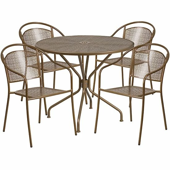 Emma+Oliver Emma and Oliver Commercial Grade 35.25" Round Coral Patio Table Set-4 Round Back Chairs Emma+Oliver Emma And Oliver Commercial Grade 35.25" Round Coral Patio Table Set-4 Round Back Chairs -Emma+Oliver shop unnamed file 1615