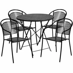 Emma+Oliver Emma And Oliver Commercial Grade 30" Round Sky Blue Folding Patio Table Set-4 Round Back Chairs 7 Emma+Oliver Emma And Oliver Commercial Grade 30" Round Sky Blue Folding Patio Table Set-4 Round Back Chairs -Emma+Oliver shop unnamed file 1623