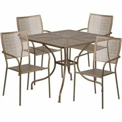 Emma+Oliver Emma And Oliver Commercial Grade 35.5" Square Black Patio Table Set-4 Square Back Chairs -Emma+Oliver shop unnamed file 1633