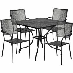 Emma+Oliver Emma And Oliver Commercial Grade 35.5" Square Black Patio Table Set-4 Square Back Chairs -Emma+Oliver shop unnamed file 1634