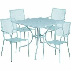 Emma+Oliver Emma And Oliver Commercial Grade 35.5" Square Black Patio Table Set-4 Square Back Chairs -Emma+Oliver shop unnamed file 1635