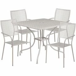 Emma+Oliver Emma And Oliver Commercial Grade 35.5" Square Black Patio Table Set-4 Square Back Chairs -Emma+Oliver shop unnamed file 1637