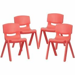Emma+Oliver Emma And Oliver 4 Pack Red Plastic Stack School Chair With 13.25"H Seat, K-2 School Chair -Emma+Oliver shop unnamed file 1655