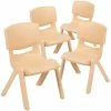 Emma+Oliver Emma And Oliver 4 Pack Red Plastic Stackable School Chair With 10.5"H Seat, Preschool Chair