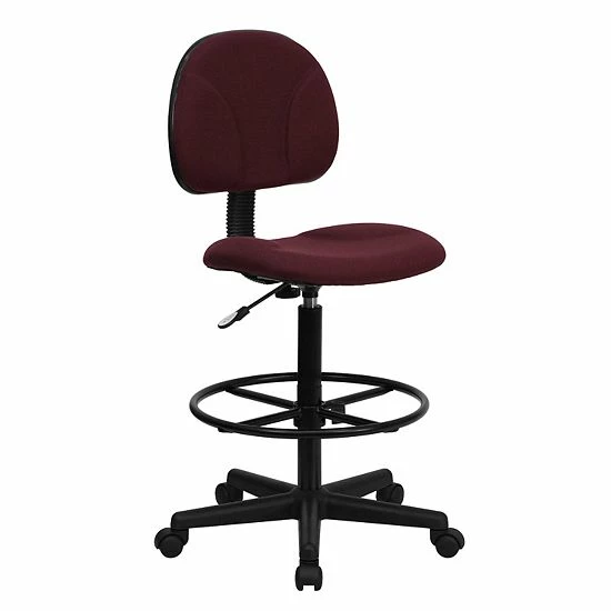 Emma+Oliver Emma And Oliver Navy Blue Patterned Fabric 2 Cylinder Drafting Chair 6 Emma+Oliver Emma And Oliver Navy Blue Patterned Fabric 2 Cylinder Drafting Chair - Image 6