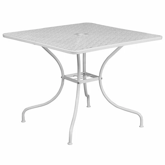 Emma+Oliver Emma and Oliver Commercial Grade 35.5" SQ White Indoor-Outdoor Steel Patio Table - Umbrella Hole Emma+Oliver Emma And Oliver Commercial Grade 35.5" SQ White Indoor-Outdoor Steel Patio Table - Umbrella Hole -Emma+Oliver shop unnamed file 1688