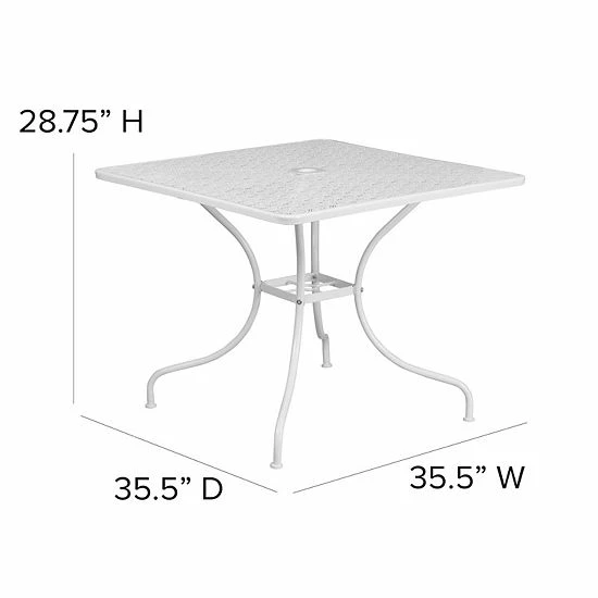 Emma+Oliver Emma and Oliver Commercial Grade 35.5" SQ White Indoor-Outdoor Steel Patio Table - Umbrella Hole Emma+Oliver Emma And Oliver Commercial Grade 35.5" SQ White Indoor-Outdoor Steel Patio Table - Umbrella Hole -Emma+Oliver shop unnamed file 1692