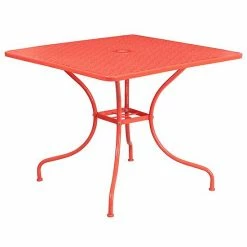 Emma+Oliver Emma And Oliver Commercial Grade 35.5" SQ White Indoor-Outdoor Steel Patio Table - Umbrella Hole 6 Emma+Oliver Emma And Oliver Commercial Grade 35.5" SQ White Indoor-Outdoor Steel Patio Table - Umbrella Hole -Emma+Oliver shop unnamed file 1694