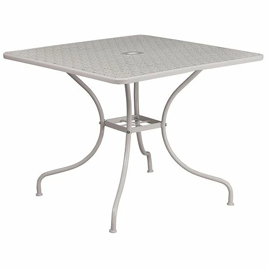 Emma+Oliver Emma and Oliver Commercial Grade 35.5" SQ White Indoor-Outdoor Steel Patio Table - Umbrella Hole Emma+Oliver Emma And Oliver Commercial Grade 35.5" SQ White Indoor-Outdoor Steel Patio Table - Umbrella Hole -Emma+Oliver shop unnamed file 1697