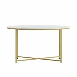 Emma+Oliver Emma And Oliver White Laminate Living Room Coffee Table With Crisscross Brushed Gold Metal Frame Whitemarblebrushedgold -Emma+Oliver shop unnamed file 1701