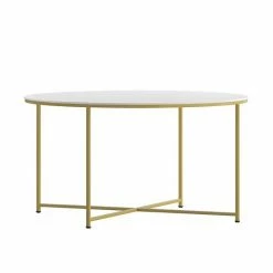 Emma+Oliver Emma And Oliver White Laminate Living Room Coffee Table With Crisscross Brushed Gold Metal Frame Whitemarblebrushedgold -Emma+Oliver shop unnamed file 1702