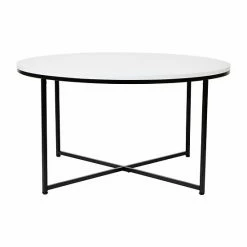 Emma+Oliver Emma And Oliver White Laminate Living Room Coffee Table With Crisscross Brushed Gold Metal Frame Whitemarblebrushedgold -Emma+Oliver shop unnamed file 1704