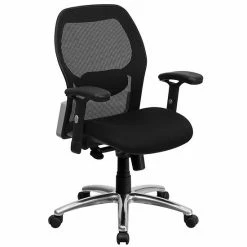 Emma+Oliver Emma And Oliver Mid-Back Black Mesh Executive Office Chair With Knee Tilt And Adjustable Lumbar & Arms