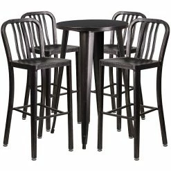 Emma+Oliver Emma And Oliver Commercial Grade 24" Round Black Metal Bar Table Set-4 Vertical Slat Back Stools 18 Emma+Oliver Emma And Oliver Commercial Grade 24" Round Black Metal Bar Table Set-4 Vertical Slat Back Stools -Emma+Oliver shop unnamed file 1716
