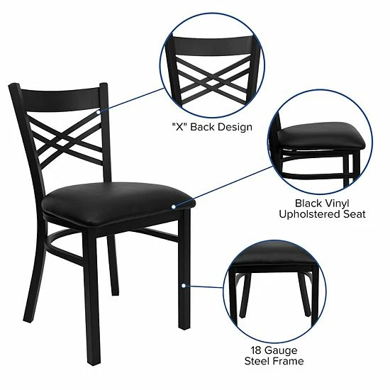 Emma+Oliver Emma and Oliver Black "X" Back Metal Restaurant Chair - Walnut Wood Seat Naturalblack Emma+Oliver Emma And Oliver Black "X" Back Metal Restaurant Chair - Walnut Wood Seat Naturalblack -Emma+Oliver shop unnamed file 1740