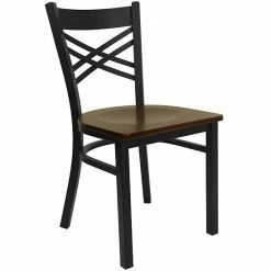 Emma+Oliver Emma And Oliver Black "X" Back Metal Restaurant Chair - Walnut Wood Seat Naturalblack 7 Emma+Oliver Emma And Oliver Black "X" Back Metal Restaurant Chair - Walnut Wood Seat Naturalblack -Emma+Oliver shop unnamed file 1745