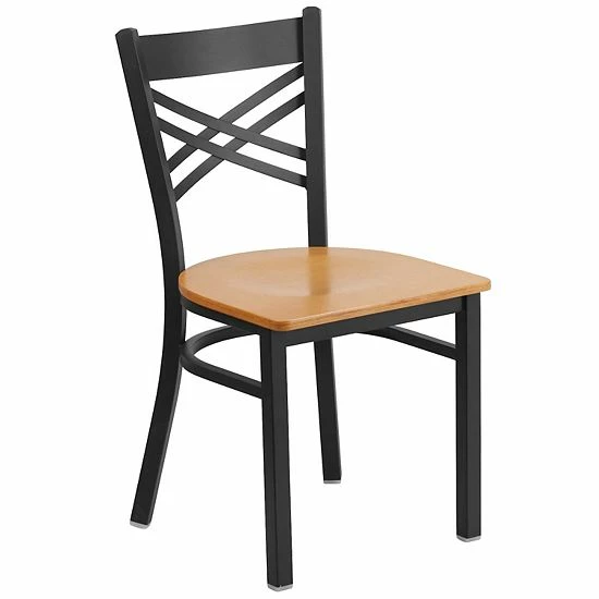 Emma+Oliver Emma and Oliver Black "X" Back Metal Restaurant Chair - Walnut Wood Seat Naturalblack Emma+Oliver Emma And Oliver Black "X" Back Metal Restaurant Chair - Walnut Wood Seat Naturalblack -Emma+Oliver shop unnamed file 1747