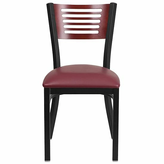 Emma+Oliver Emma and Oliver Black Slat Back Metal Dining Chair/Walnut Back, Burgundy Seat Mahoganyblackblack Emma+Oliver Emma And Oliver Black Slat Back Metal Dining Chair/Walnut Back, Burgundy Seat Mahoganyblackblack -Emma+Oliver shop unnamed file 1750