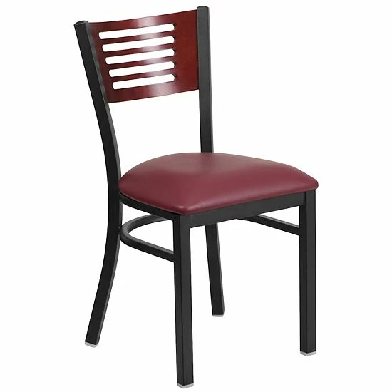 Emma+Oliver Emma and Oliver Black Slat Back Metal Dining Chair/Walnut Back, Burgundy Seat Mahoganyblackblack Emma+Oliver Emma And Oliver Black Slat Back Metal Dining Chair/Walnut Back, Burgundy Seat Mahoganyblackblack -Emma+Oliver shop unnamed file 1755