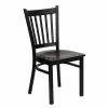 Emma+Oliver Emma And Oliver Black Vertical Back Metal Restaurant Chair - Natural Wood Seat Mahoganyblack