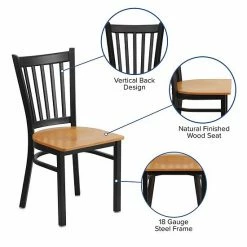 Emma+Oliver Emma And Oliver Black Vertical Back Metal Restaurant Chair - Natural Wood Seat Mahoganyblack 2 Emma+Oliver Emma And Oliver Black Vertical Back Metal Restaurant Chair - Natural Wood Seat Mahoganyblack -Emma+Oliver shop unnamed file 1760