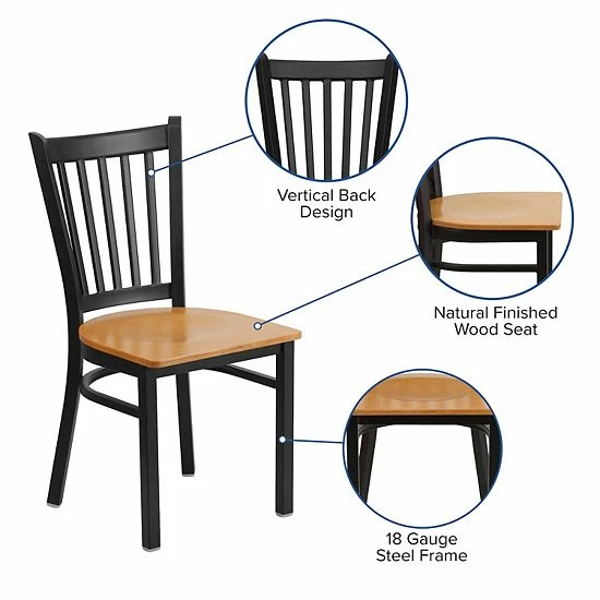 Emma+Oliver Emma and Oliver Black Vertical Back Metal Restaurant Chair - Natural Wood Seat Mahoganyblack Emma+Oliver Emma And Oliver Black Vertical Back Metal Restaurant Chair - Natural Wood Seat Mahoganyblack -Emma+Oliver shop unnamed file 1760