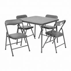 Emma+Oliver Emma And Oliver Kids Gray 5 Piece Folding Activity Table And Chair Set For Home & Daycare