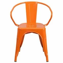 Emma+Oliver Emma And Oliver Commercial Grade Green Metal Indoor-Outdoor Chair With Arms Orange -Emma+Oliver shop unnamed file 1781