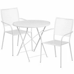 Emma+Oliver Emma And Oliver Commercial Grade 30" Round Sky Blue Folding Patio Table Set-2 Square Back Chairs -Emma+Oliver shop unnamed file 1796